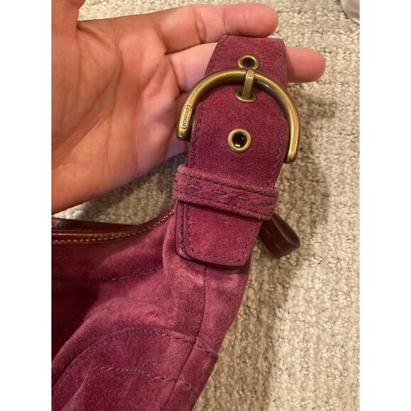 COACH Soho 9658 Hobo Bag Purple Suede Baguette Handbag Y2K Auth! Orig Owner! - Picture 11 of 12
